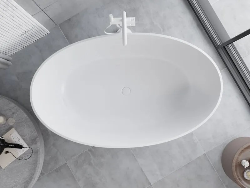 Mexen Parma wanna wolnostojąca z konglomeratu 160 x 95 cm, biała mat - 57231609500