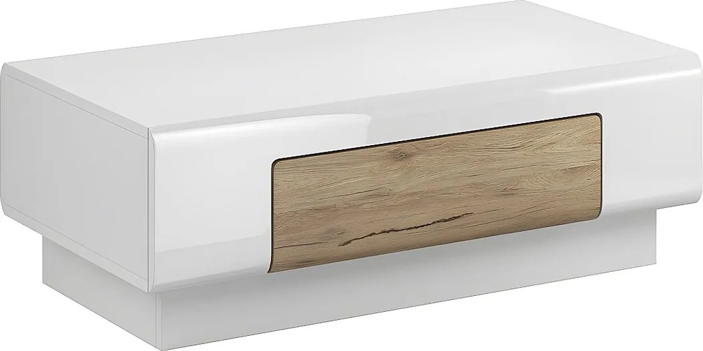 Stolik kawowy TOLEDO 1S biały połysk/dąb san remo