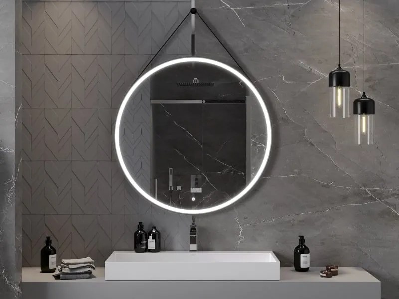 Mexen Reni lustro łazienkowe podświetlane, okrągłe 100 cm, LED 6000K, antypara, rama czarna - 9812-100-100-611-70