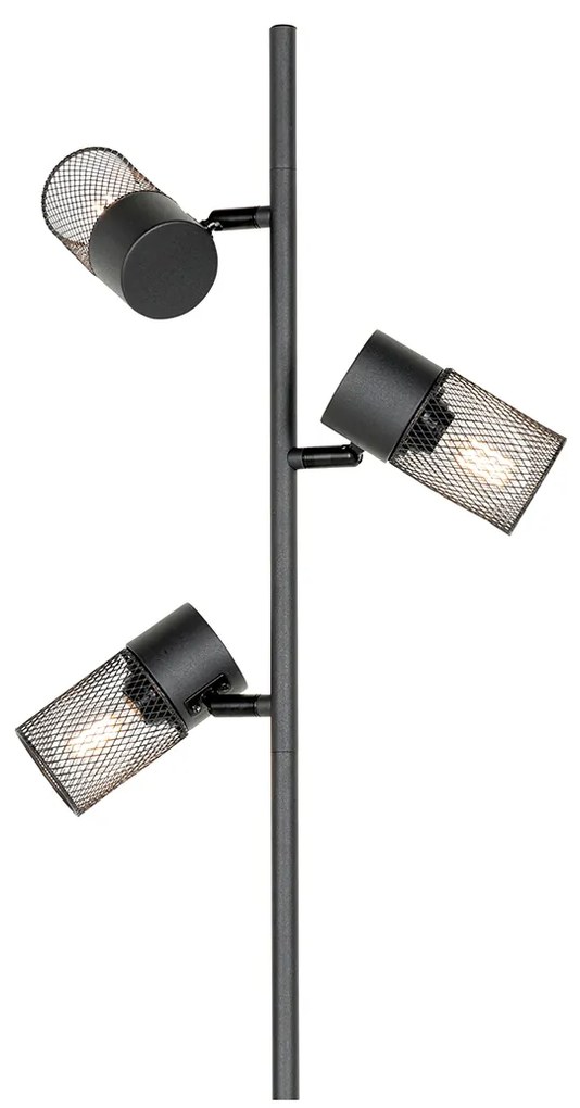 Industrialna lampa stojąca czarna 3-światłowa - JimPrzemysłowy Oswietlenie wewnetrzne