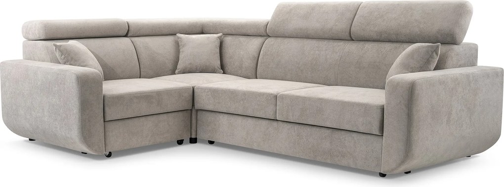 Masseno Narożnik RENO z funkcją spania i pojemnikiem na pościel Narozniki L, Rozkładana sofa - Beżowy, VELO 623