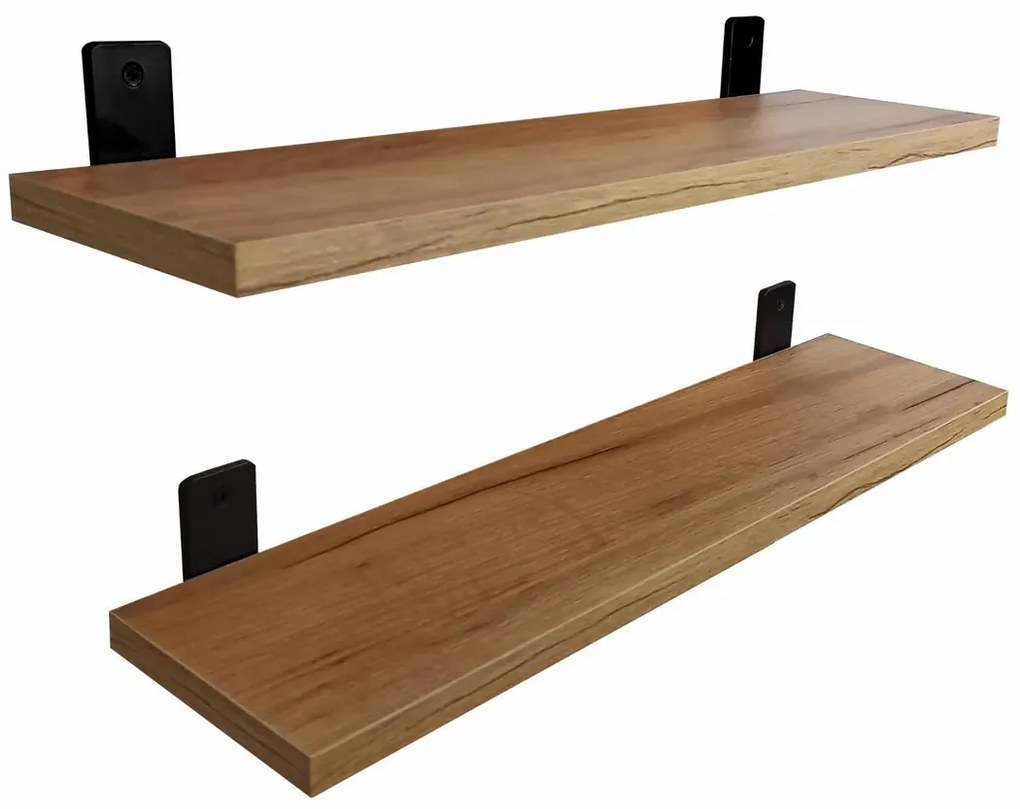 2 klasyczne półki ścienne dąb craft złoty 80 cm - Castello 4X