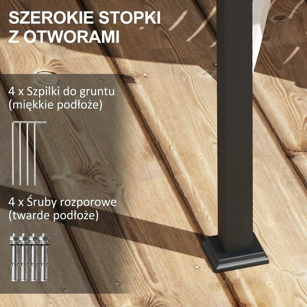 Outsunny pawilon ogrodowy 3x3m z rozsuwanym dachem montaż ścienny metalowa rama kremowy altana ogrodowa | Aosom PL