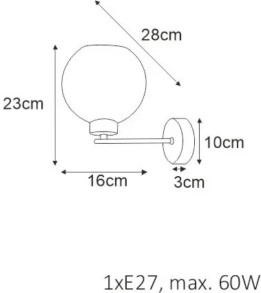 Kinkiet w stylu loft ze szklanym kloszem - S838 Expan