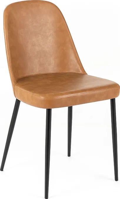 Zestaw 4 nowoczesnych krzeseł do jadalni w kolorze karmelowym "Damascus" obitych miękką w dotyku skórą ekologiczną