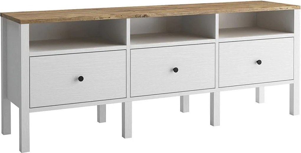 Stojak pod TV – 150 cm x 57 cm x 35 cm – Biały i drewniany – MDF