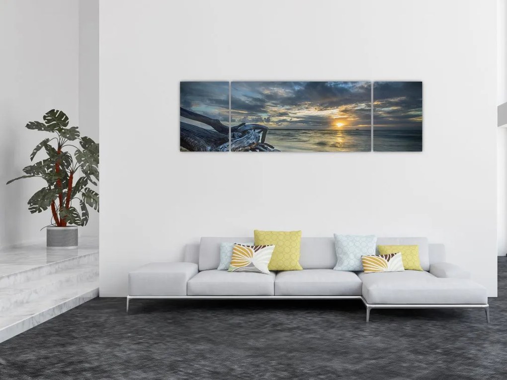 Obraz morza o zachodzie słońca (170x50 cm)