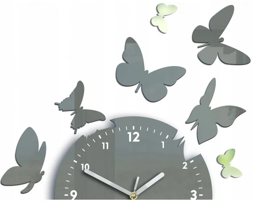 Zegar ścienny nowoczesny cichy do salonu lub sypialni akrylowy z motylami