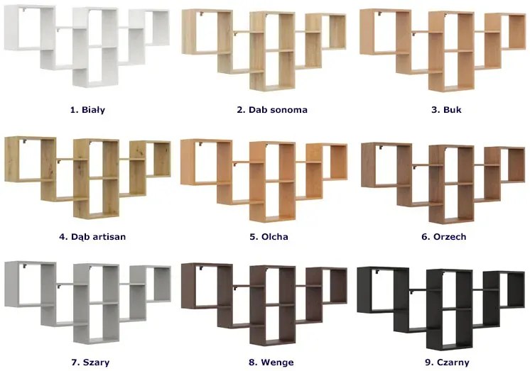 Nowoczesna Półka Wisząca Do Sypialni Dąb Artisan T1-W10