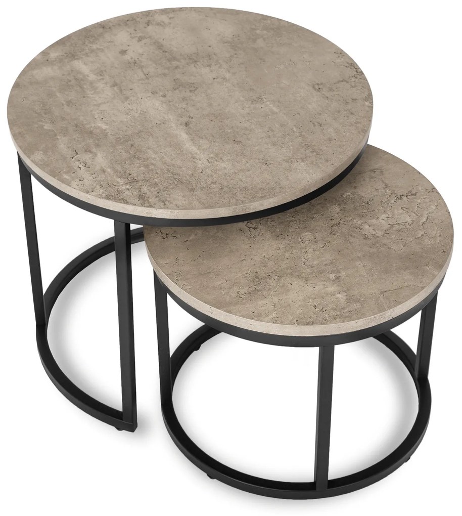 Zestaw Stolików Kawowych ROCKY 43 cm/53 cm Szary Beton Nowoczesny Loft