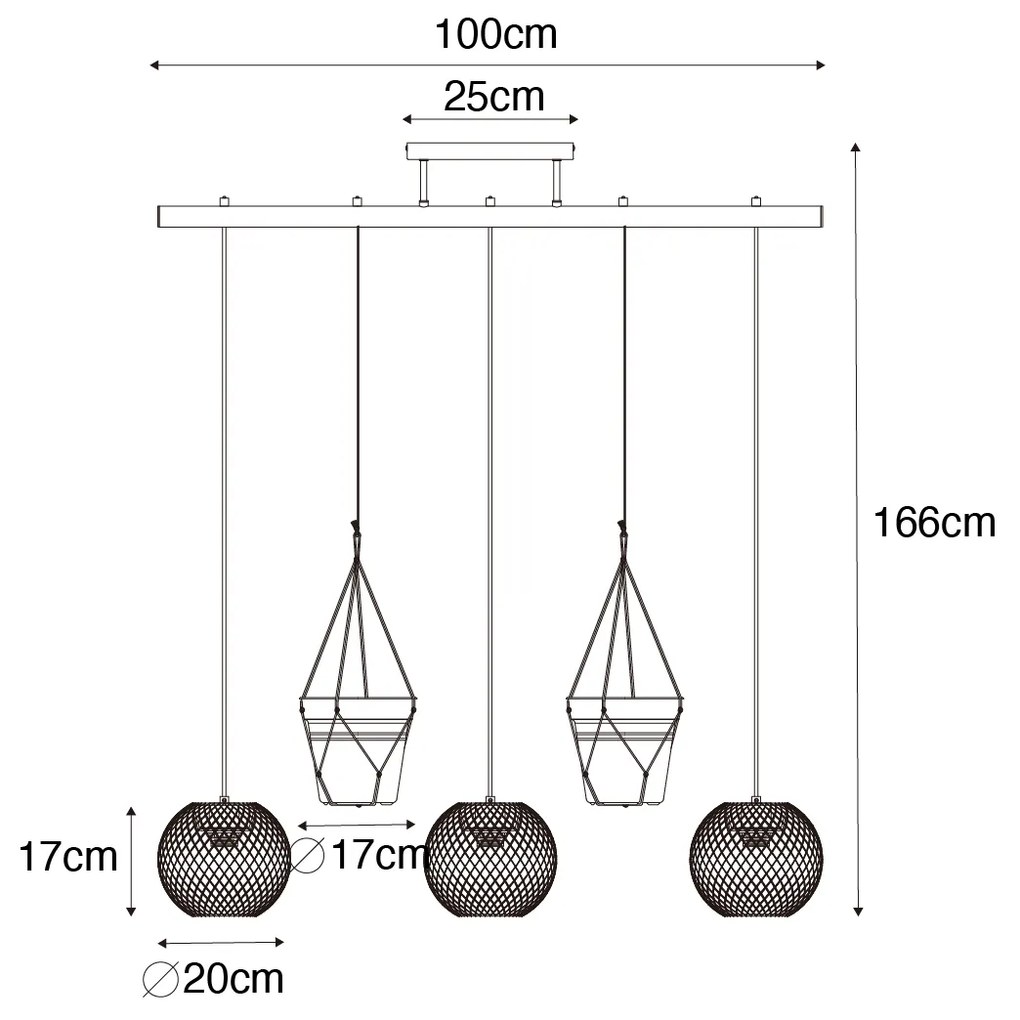 Industrialna lampa wisząca złota 3-punktowa - FlorPrzemysłowy Oswietlenie wewnetrzne