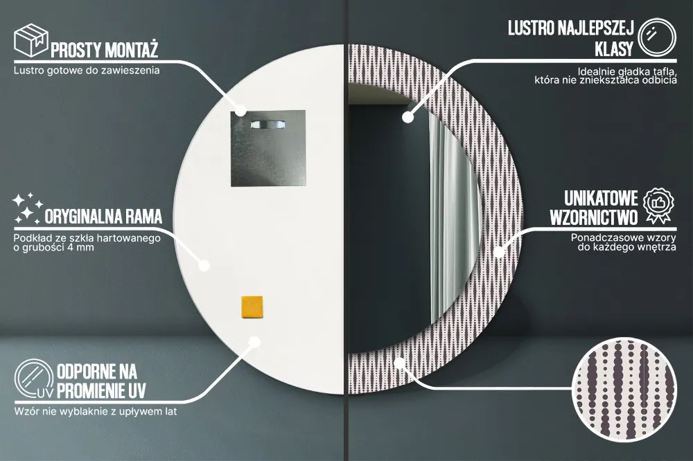 Geometryczny wzór kropek Lustro z nadrukiem okrągłe