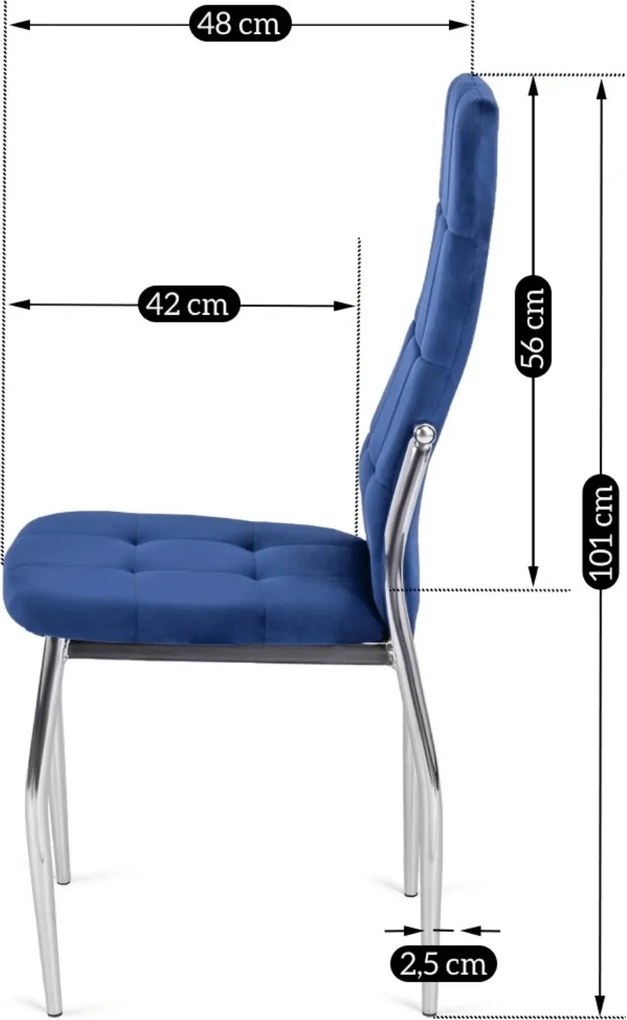 Krzesło Tapicerowane do Jadalni MOLLY Granatowe Welurowe Nowoczesne