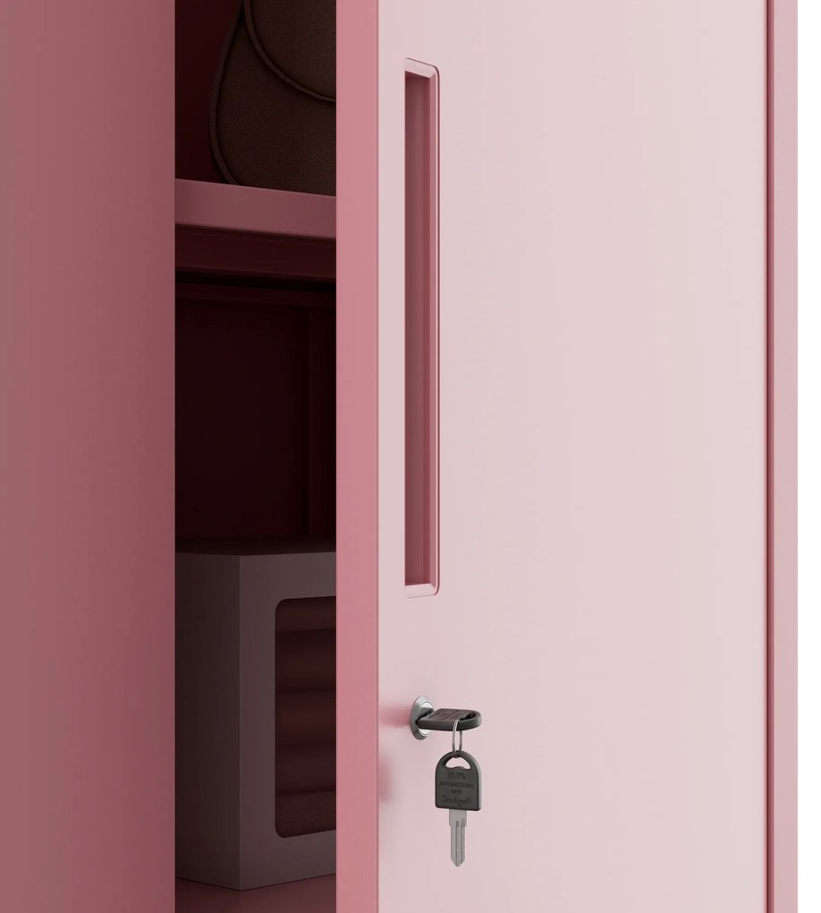 Szafa gospodarcza zamykana DAWID, 900 x 1850 x 450 mm, Fresh Style: pudrowy róż