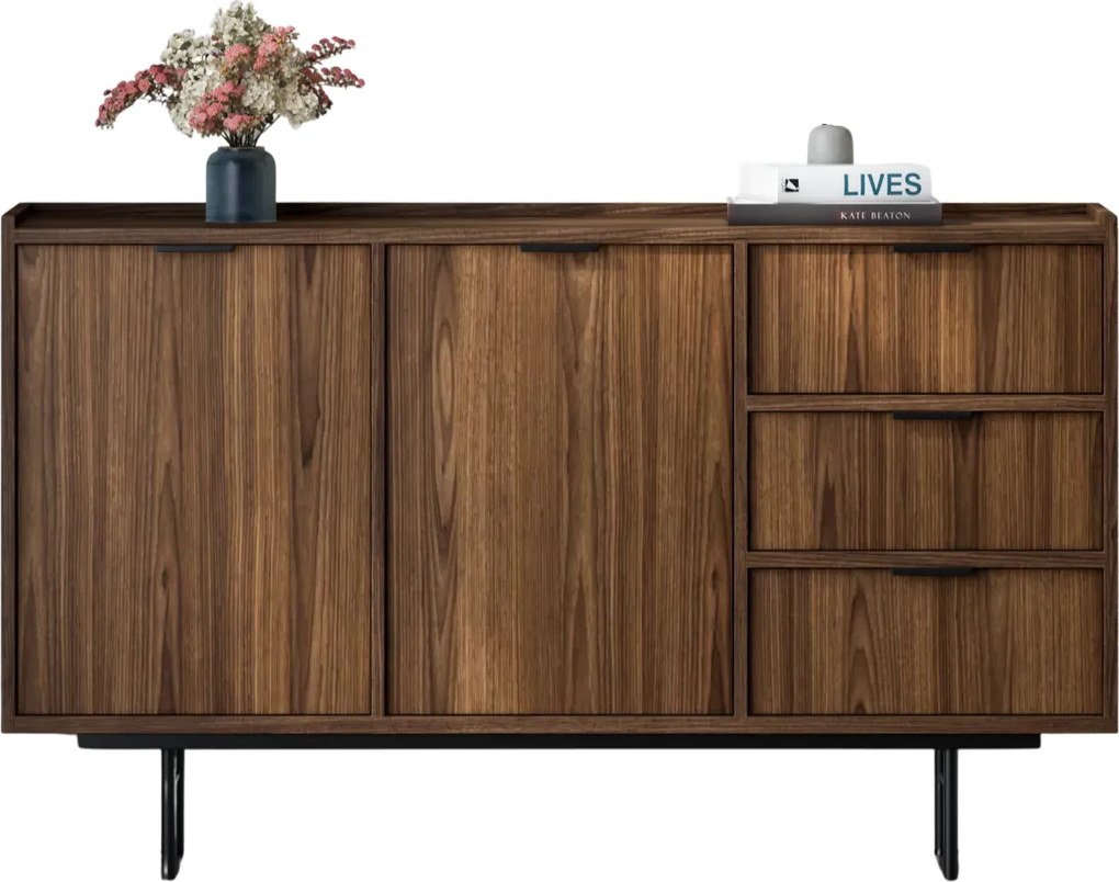 Duża komoda z 3 szufladami i szafką orzech warmia L0-E99