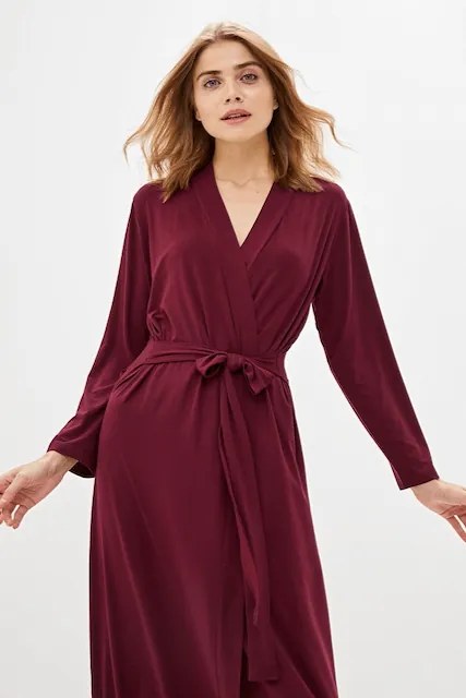 Damski bambusowy szlafrok CHANTAL Ciemnoniebieski M