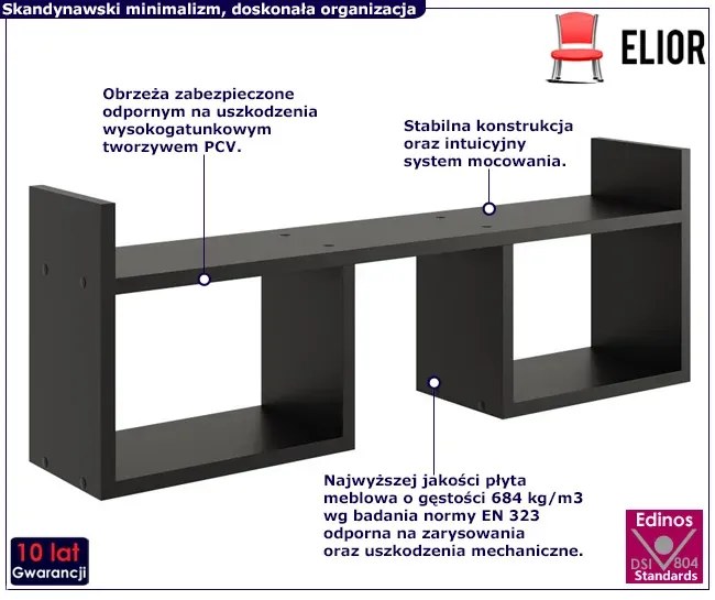 Czarna minimalistyczna półka wisząca - Dorsa