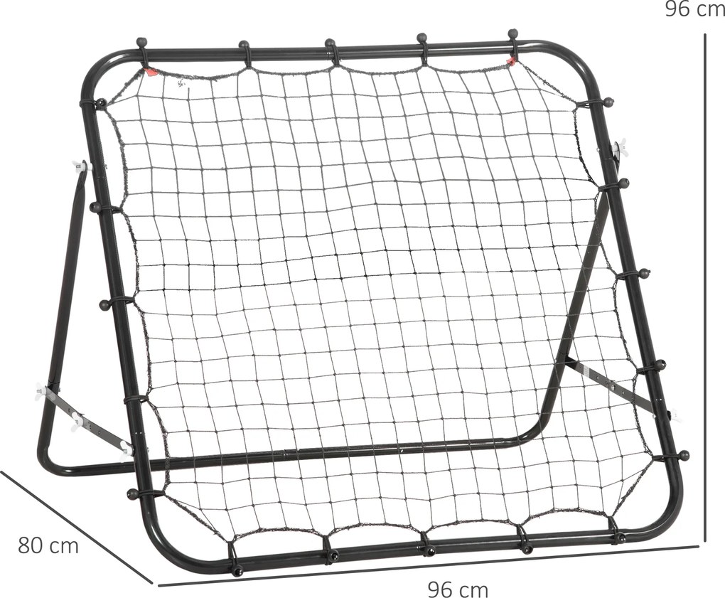 HOMCOM Football Rebounder do treningu, regulowany kąt, metalowa rurka, PE Tkanina 96 x 80 x 96 cm Czarny