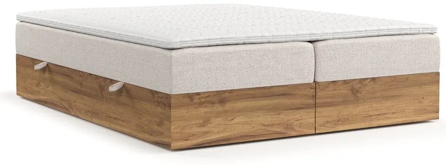 Beżowo-naturalne łóżko boxspring ze schowkiem 200x200 cm Faro – Maison de Rêve