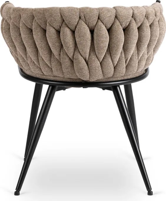 Krzesło Tapicerowane Plecione do Salonu EMPOLI Beżowe Nowoczesne Loft