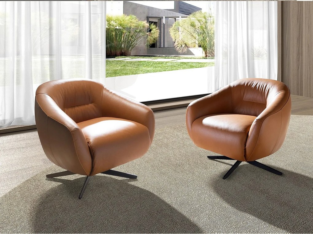 Fotel obrotowy z brązowej skóry 5183 ANGEL CERDA