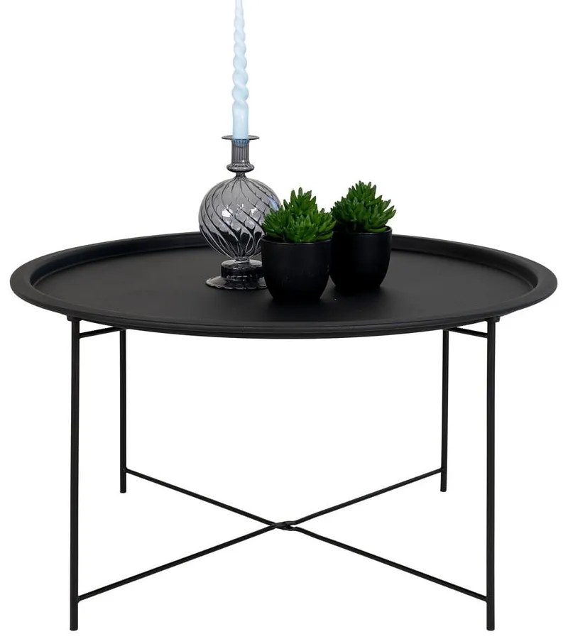 Czarny metalowy okrągły stolik ø 75 cm Bastia – House Nordic