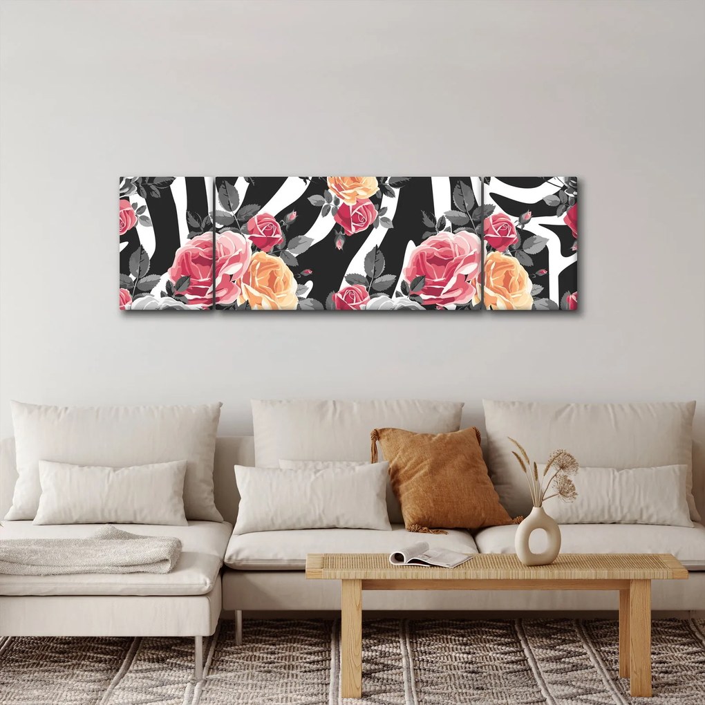 Obraz kwitnących róż (170x50 cm)