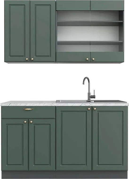 Pojedyncza kuchnia zielono-złoty country house/antracytowy 140x60x81.6 fame-line