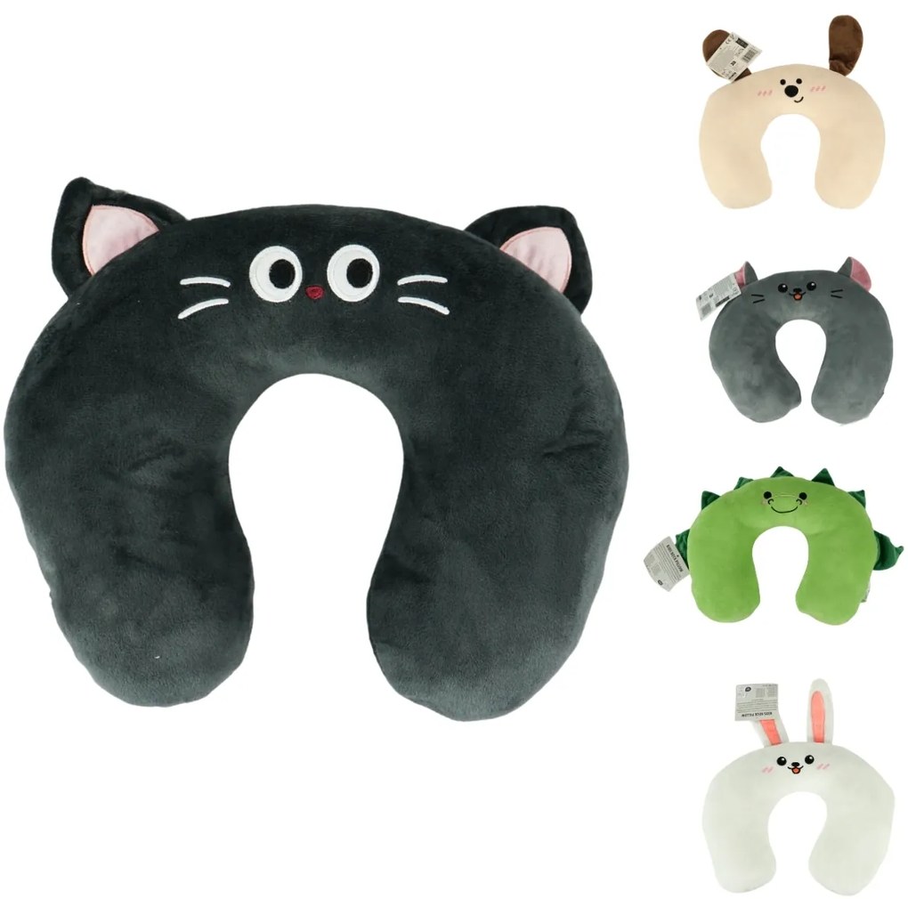 Poduszka podróżna TRAVEL FRIENDS 33x25 cm pluszowa - różne kolory Kolor: Czarny