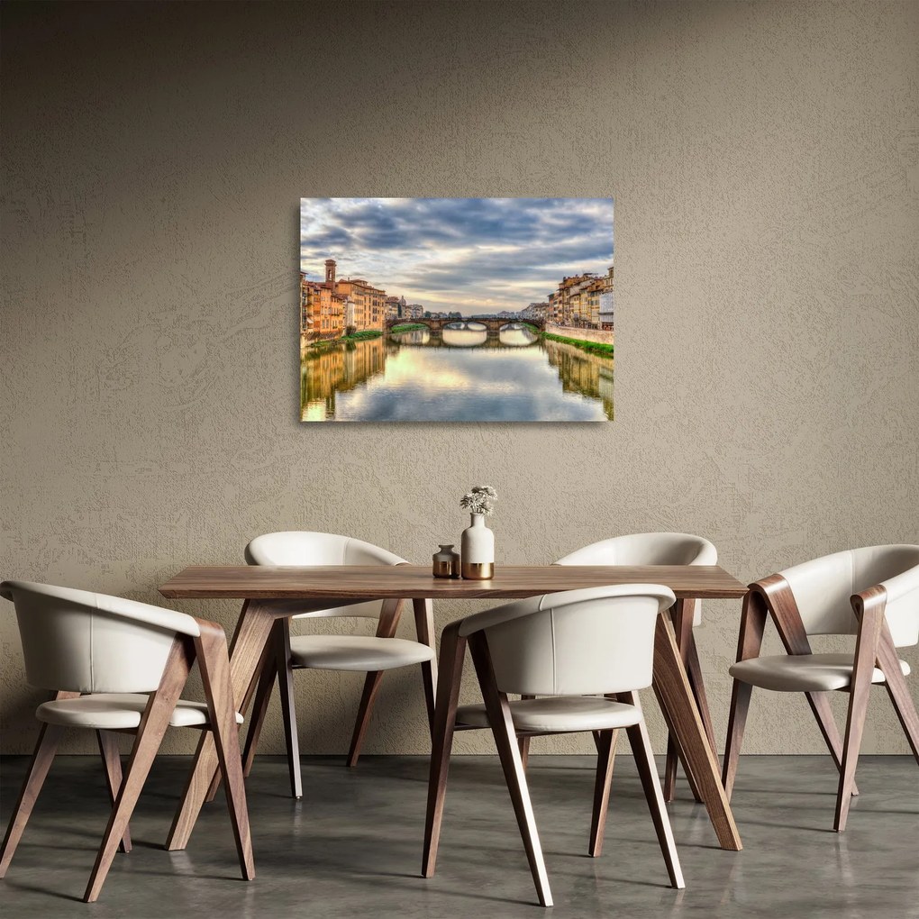 Obraz na szkle - miasto z rzeką (70x50 cm)