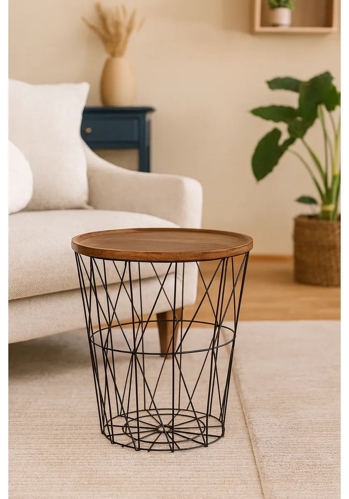 Stołek z blatem z płyty MDF 37 x 39 cm, czarny