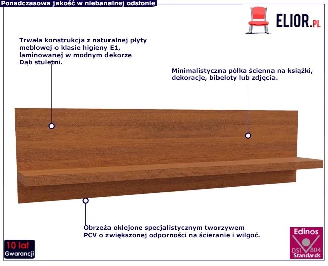 Półka ścienna dąb stuletni - Lorines 26X