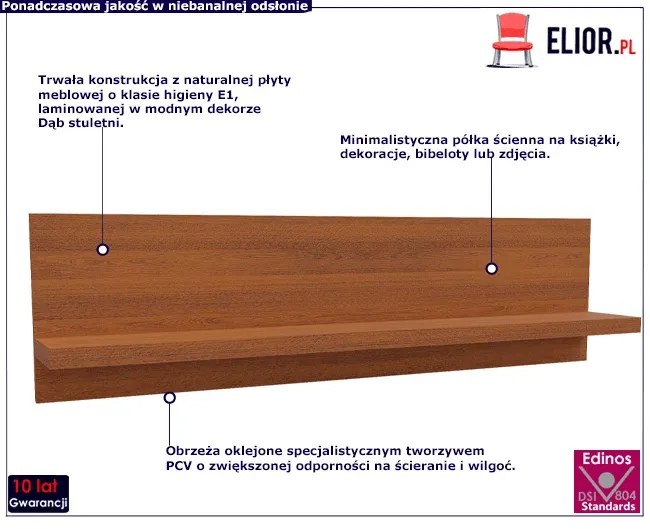 Półka ścienna dąb stuletni - Tilda 26X