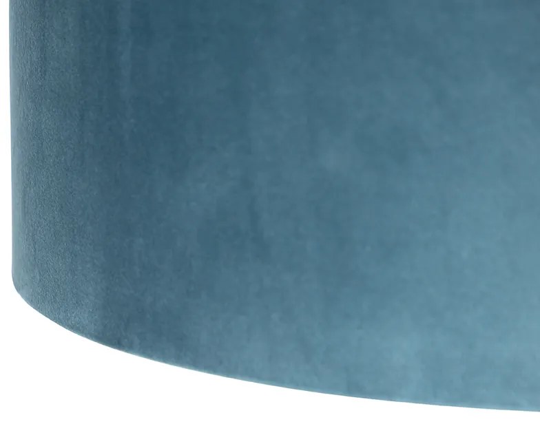 Lampa wisząca czarna z niebieskimi i złotymi abażurami z weluru 35 cm 2-światłowa - Blitz klasyczny/Antyczny Oswietlenie wewnetrzne