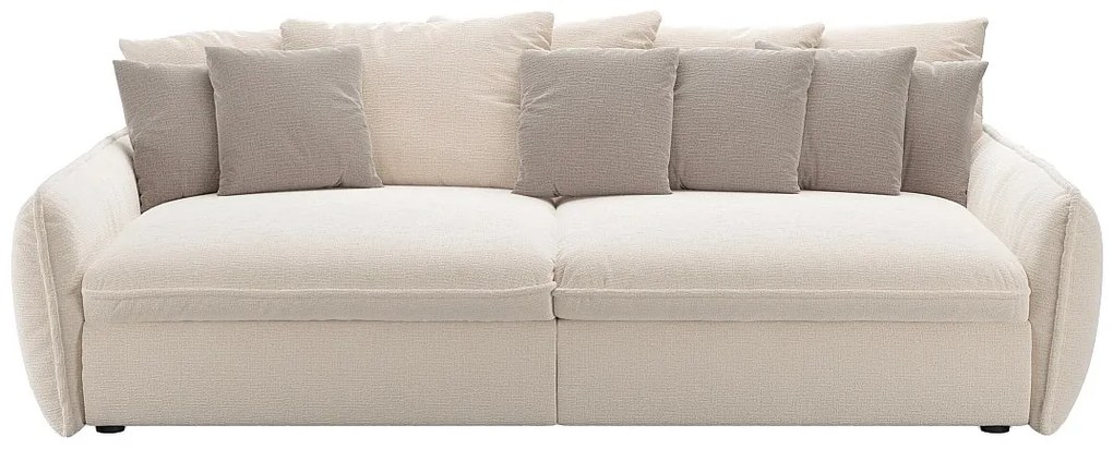 Kanapa  4-osobowa komfortowa z głębokim siedziskiem z beżowej tkaniny szenilowej GIANOLA od Maison Céphy