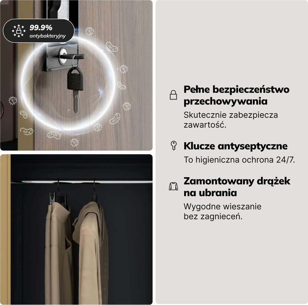 Szafa metalowa wielofunkcyjna antracytowa/orzech, 900x1850x450 mm: DAWID Eco Design