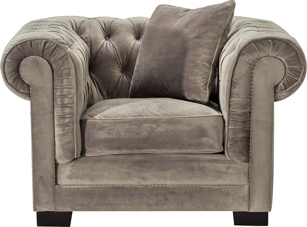 Fotel Chesterfield Classic Velvet Grey 118x96x77cm