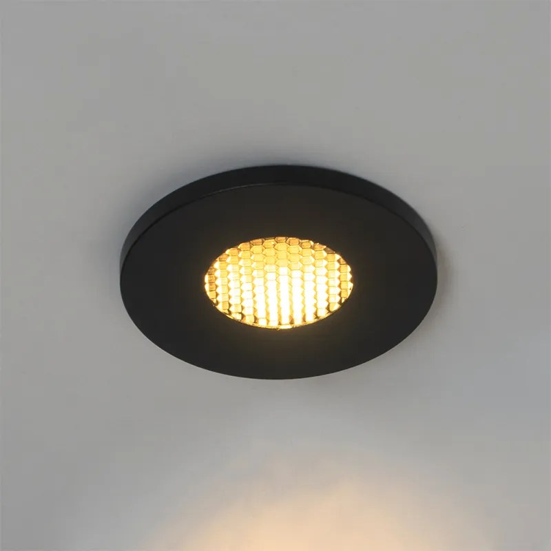 Zestaw 6 nowoczesnych, wpuszczanych reflektorów łazienkowych czarnych IP54 - Shed Honey