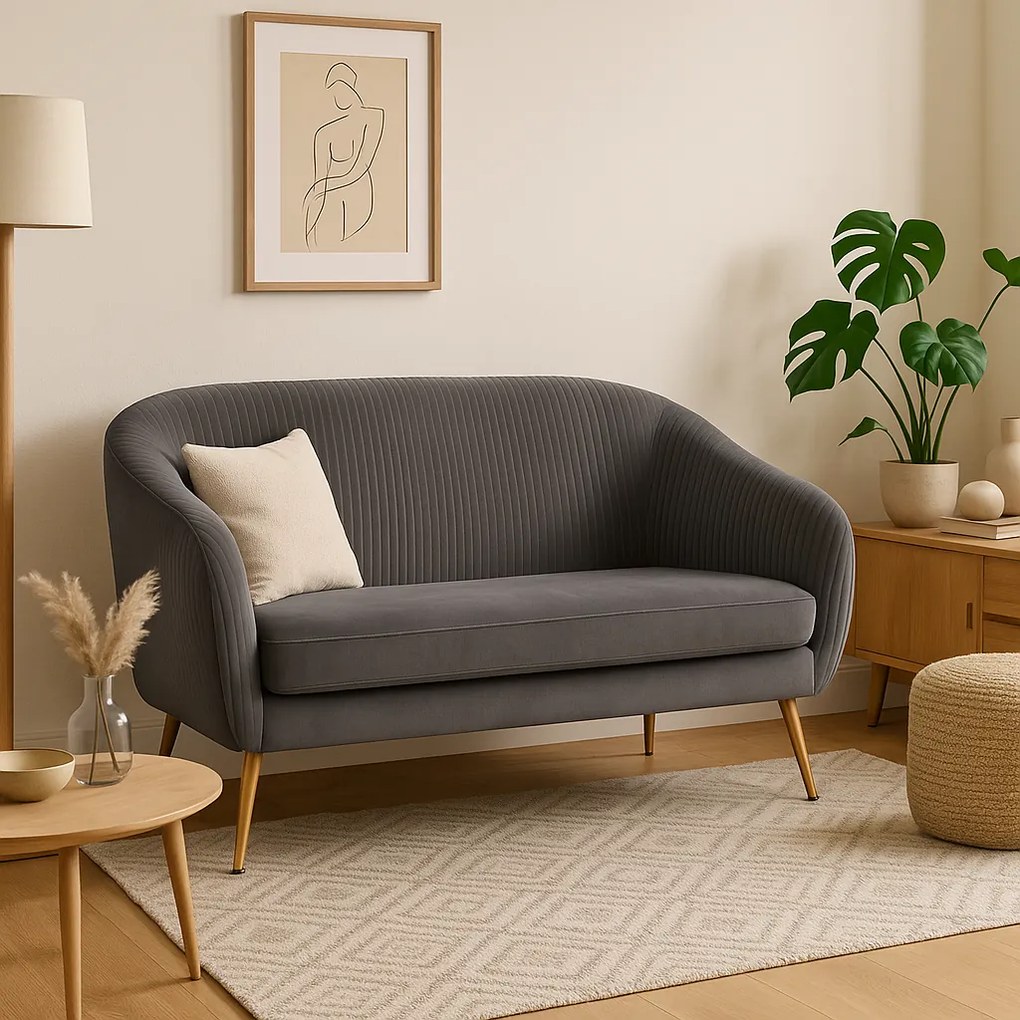 Mała sofa dwuosobowa SOLARO, aksamitne obicie