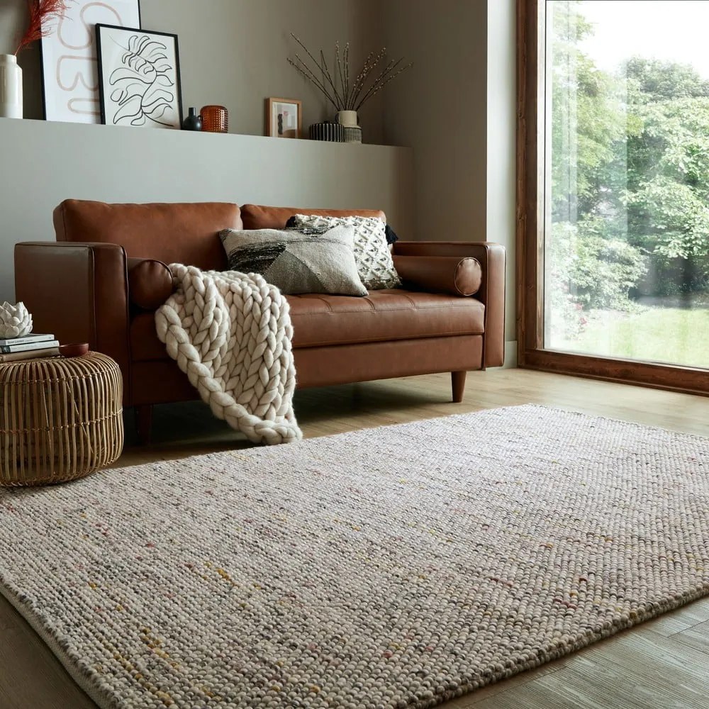 Kremowy dywan z mieszanki wełny tkany ręcznie 80x150 cm Minerals – Flair Rugs