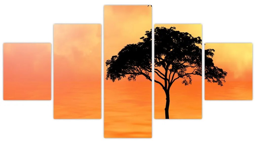 Obraz drzewa o zachodzie słońca (125x70 cm)