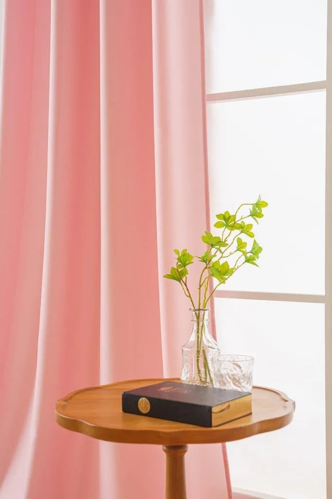 Zasłona OXFORD LIGHT 140x250 cm, różowa Zawieszanie: Taśma z wiązaniami