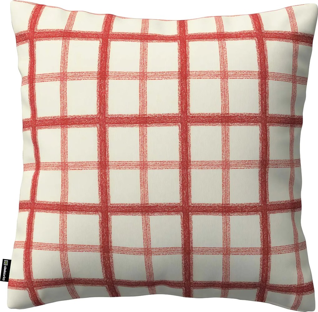 Poszewka Kinga na poduszkę kolor czerwony tkanina wzorzysta