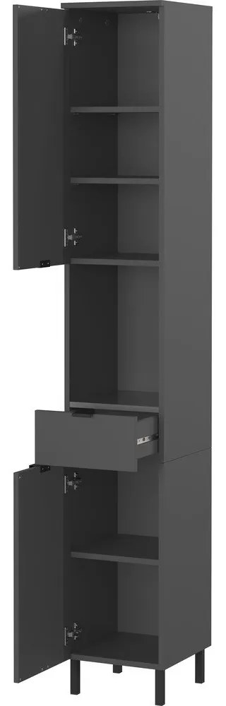Antracytowa wysoka wąska szafka łazienkowa 30x190 cm Arcena – Germania