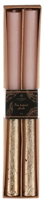 Zestaw świec stożkowych, różowo-złote, 2 szt.,parafina