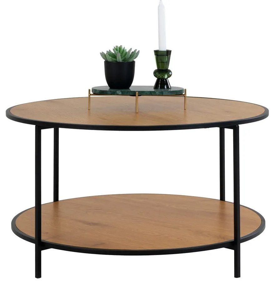 Okrągły stolik z blatem w dekorze dębu ø 80 cm Vita – House Nordic