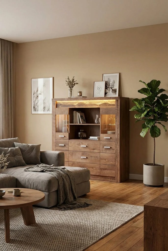 Witryna z szufladami w kolorze jesion jasny G8-F26