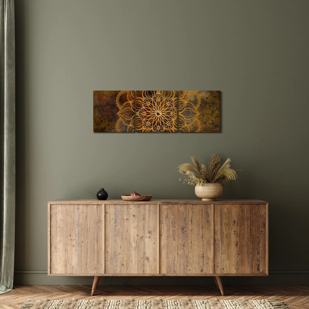 Obraz - Mandala radości (z zegarem) (90x30 cm)