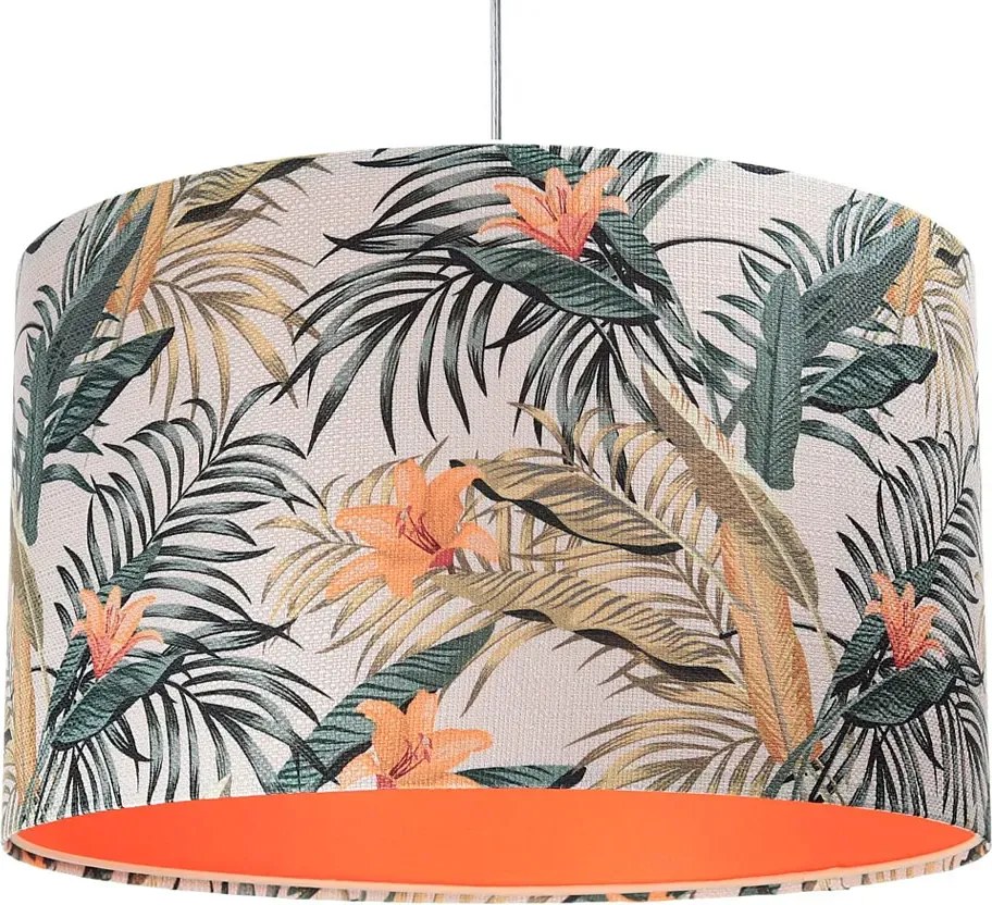 Pomarańczowa lampa wisząca z abażurem w kwiaty - S367 M7-M98