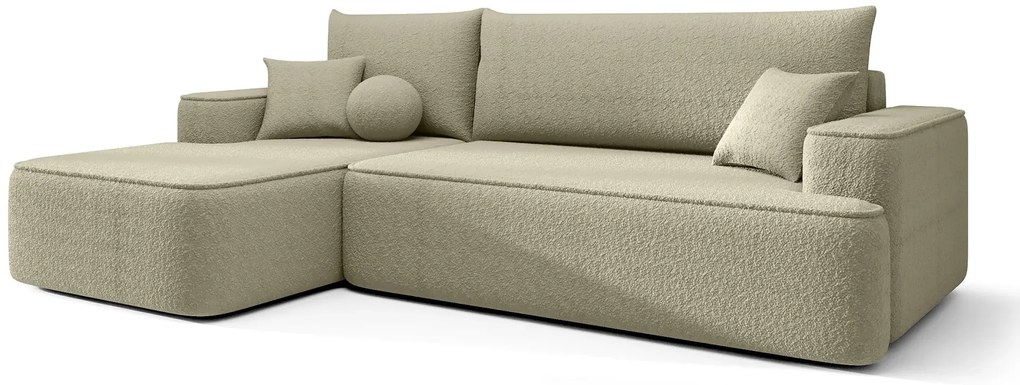 Ciemnobeżowy tapicerowany narożnik z pojemnikiem E4-N54